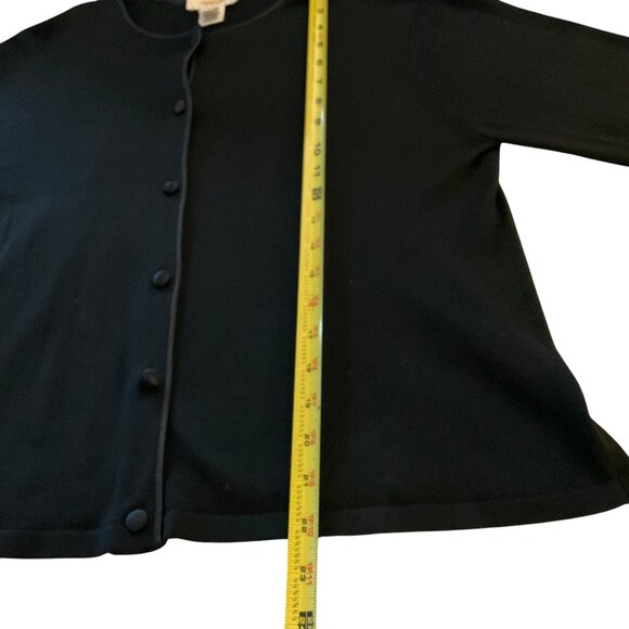 Talbots Petites Womens 100% Silk Black Cardigan Sweater Size 14  Button Front - Picture 7 of 7